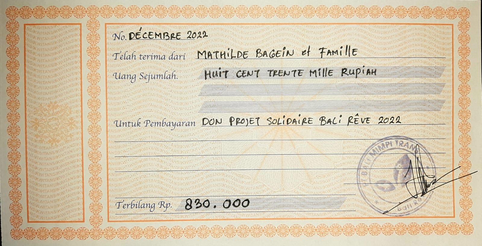 Donations decembre 2022